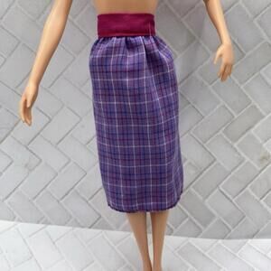 Barbie Skirt- Purple Plaid Reversible 1983 Twice As Nice